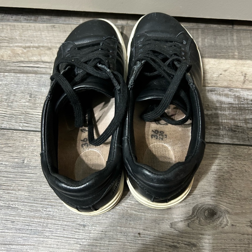 Birkenstock bend low Black Leather Low-Top Sneakers with Off-White Sole cork - Picture 8 of 13